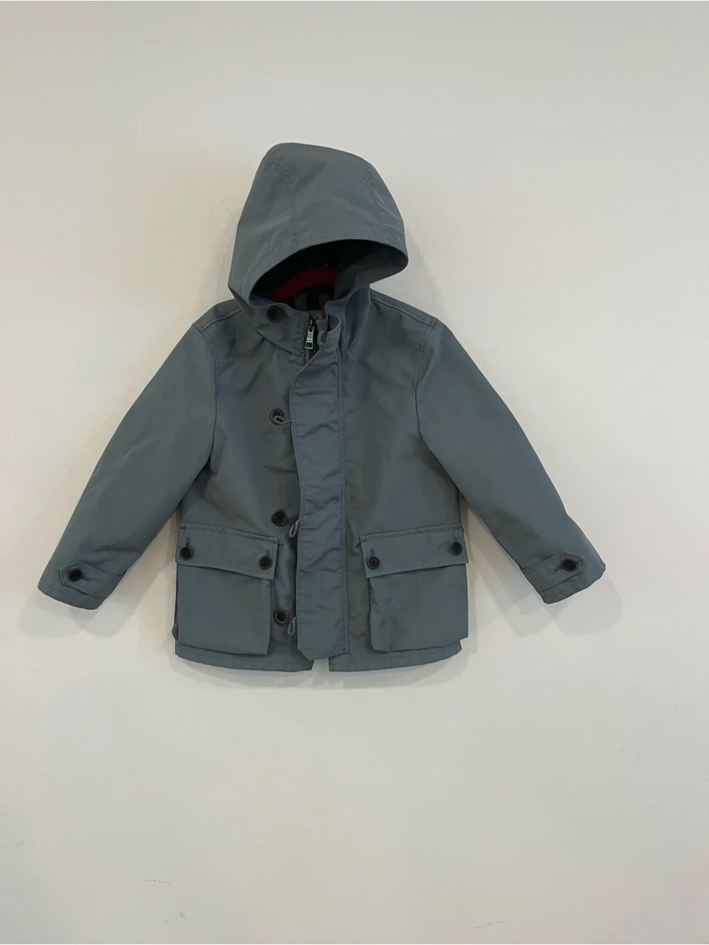 Burberry Kids Hooded Pea Coat - blue Gray